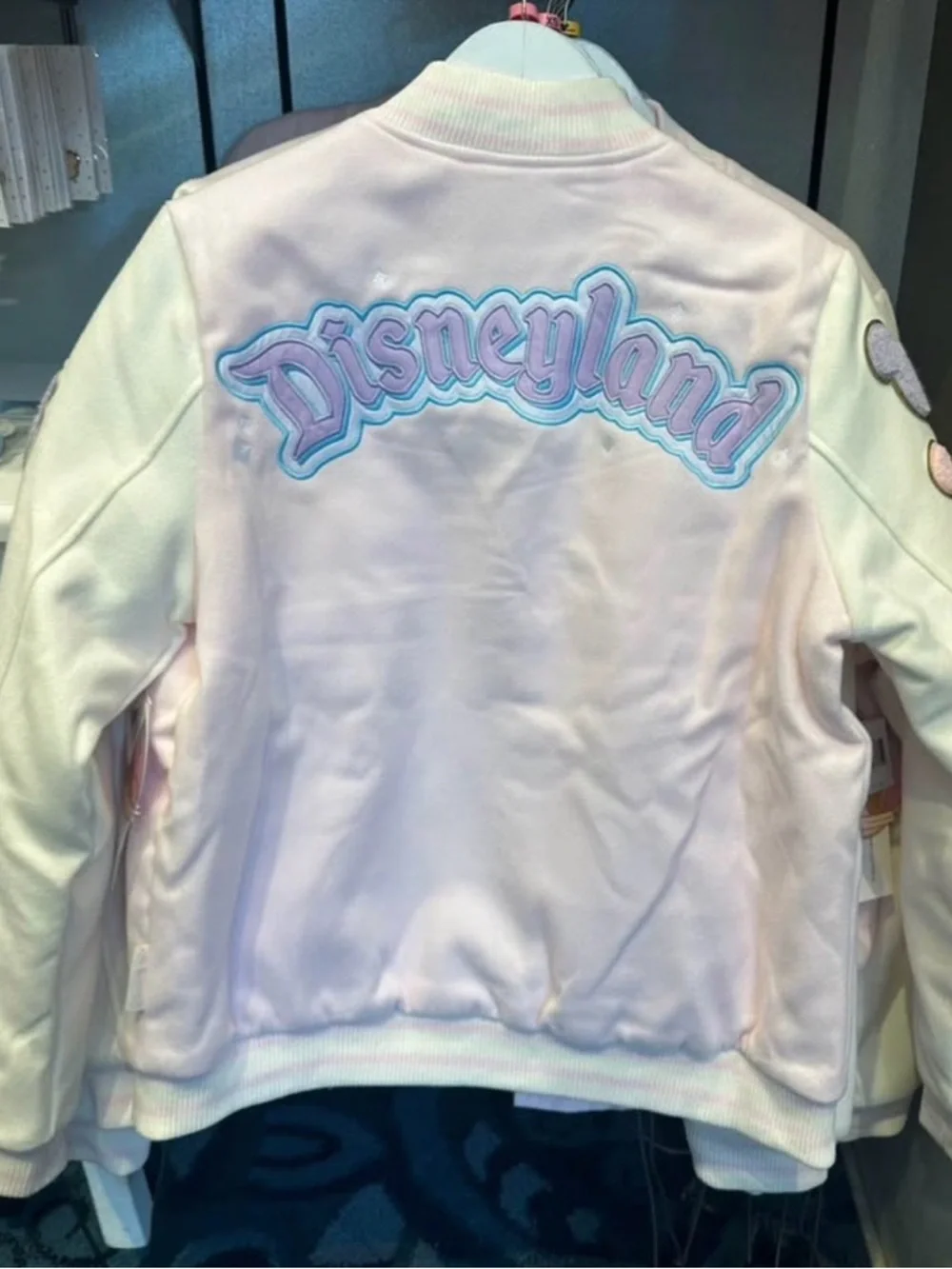 Stoney Clover Lane Pink & Cream Letterman Jacket with Mickey Patches - Picture 3 of 4